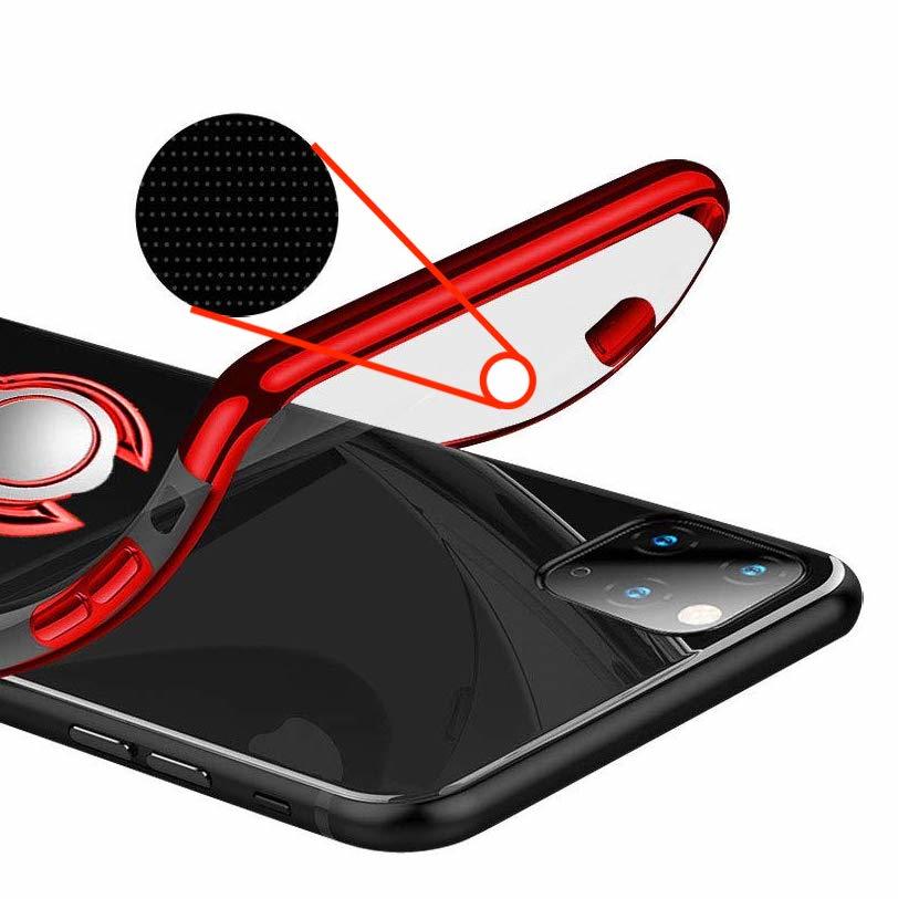 iPhone 12mini 用 【レッド】 スマホリング リング付きケース 透明 クリアケース 赤色 マグネット式車載ホルダー対応 ミニ アイホンの画像5