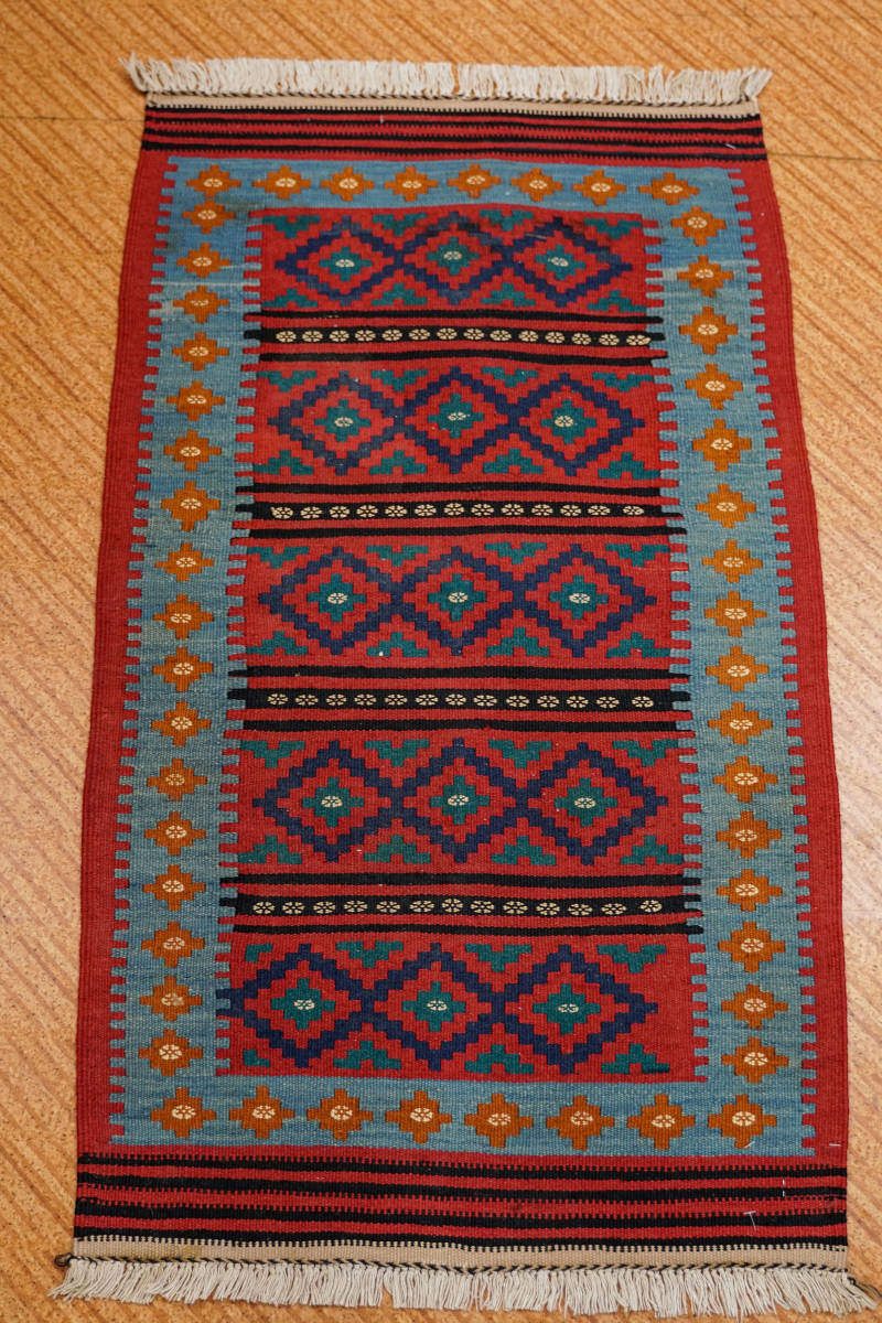 誠実 トライバルラグ・アフガニスタン・キリム. 手織り絨毯　Size: 58cm x 104cm カーペット一般
