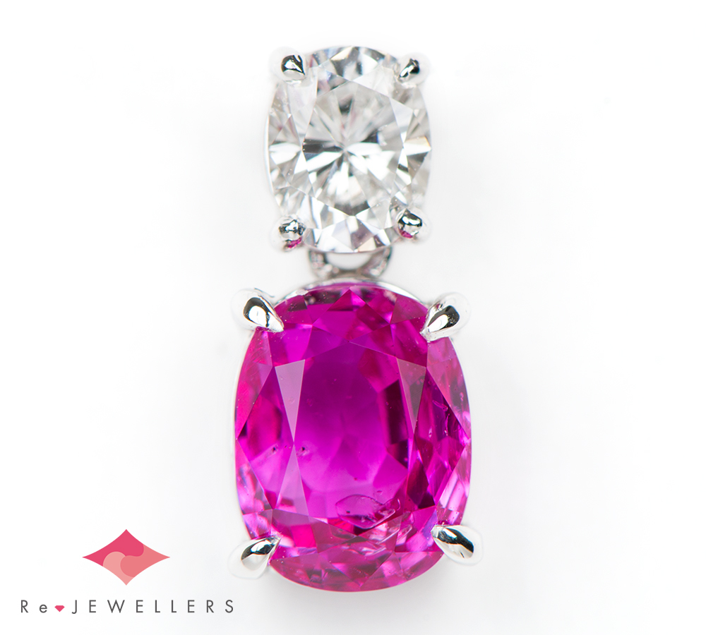 【即納】 リガーレ ビルマ産 非加熱 ルビー1.65ct ダイヤモンド 0.32ct プラチナ900 ペンダントトップ【新品】 ルビー