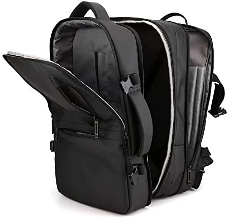 【新品】ROOCAS ビジネスリュック バッグパック ブラック 通勤 通学 旅行 出張 USBポート 大きく開く 撥水加工 耐衝撃 大容量 軽量