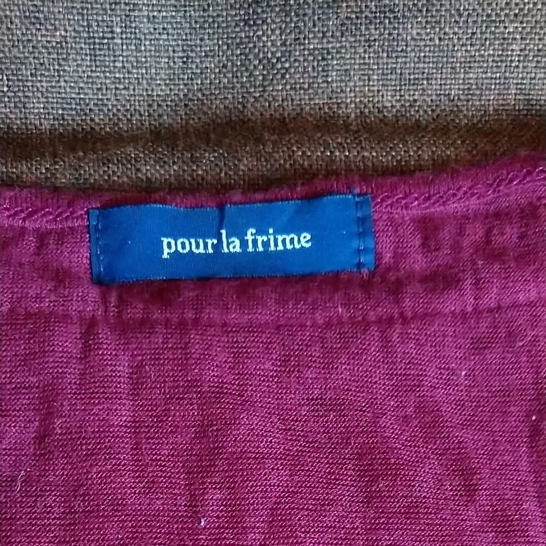 pour la frime ボルドー　胸元リボンカットソー　未使用タグ付き