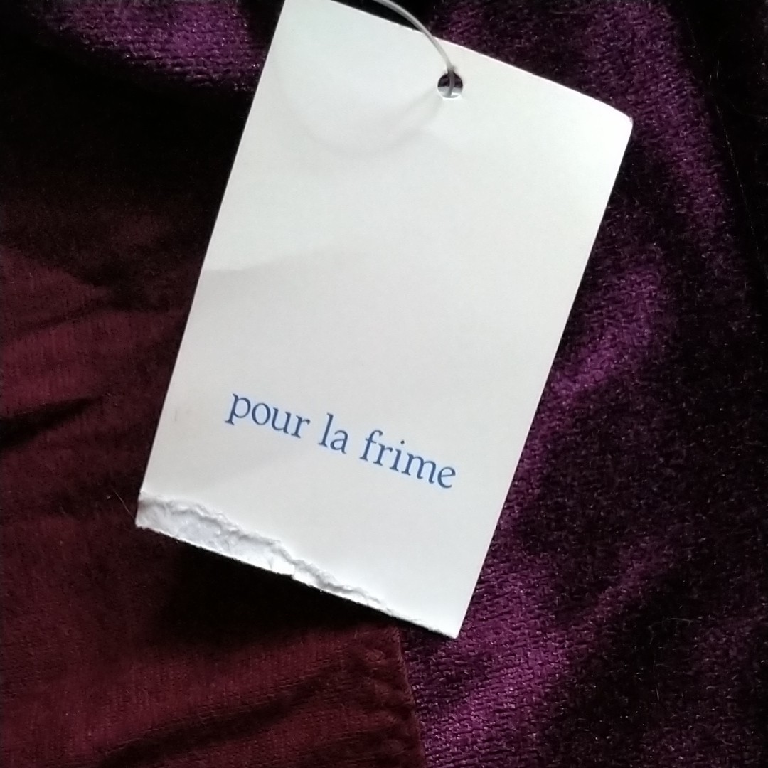 pour la frime ボルドー　胸元リボンカットソー　未使用タグ付き