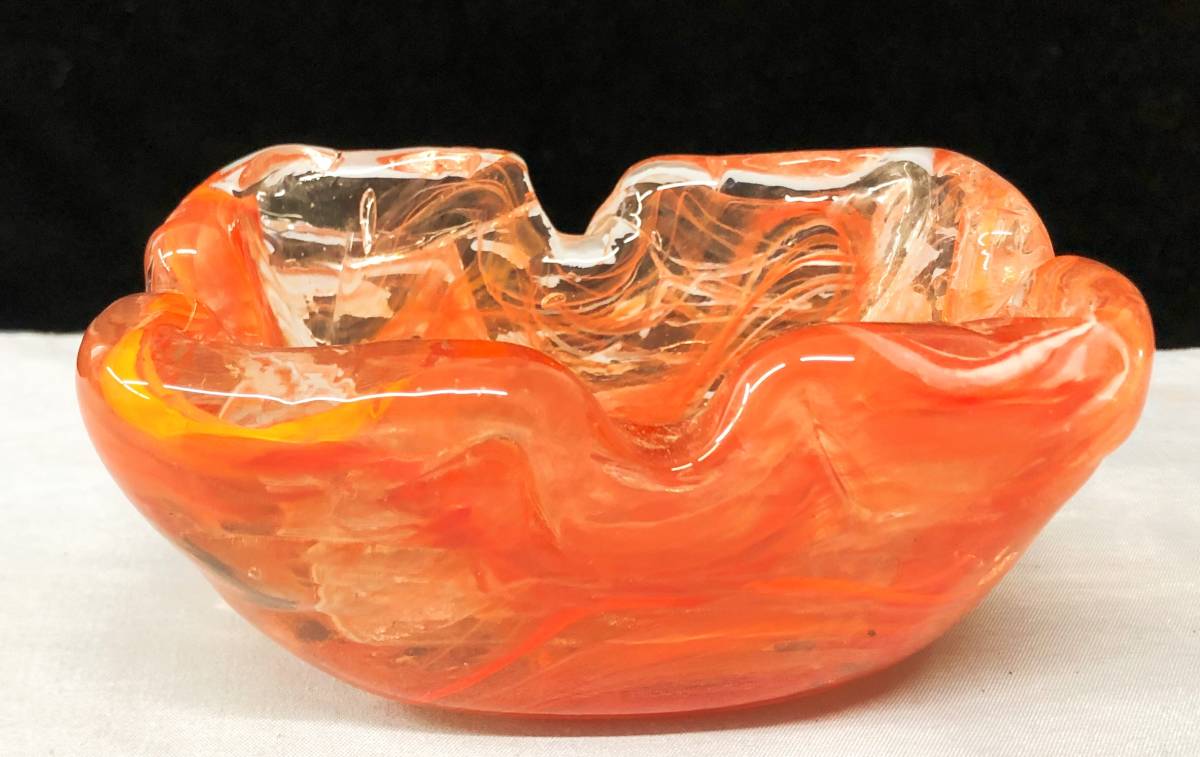 日本最大級の品揃え 随心堂 手つくり 工芸品 工芸ガラス ガラス灰皿 超美品の 装飾品 置物