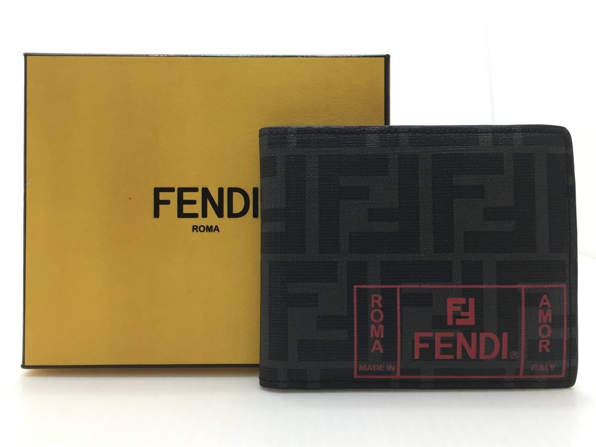 □FENDI フェンディ FFロゴ ウォレット 7M0169 A7SB メンズ 美品□