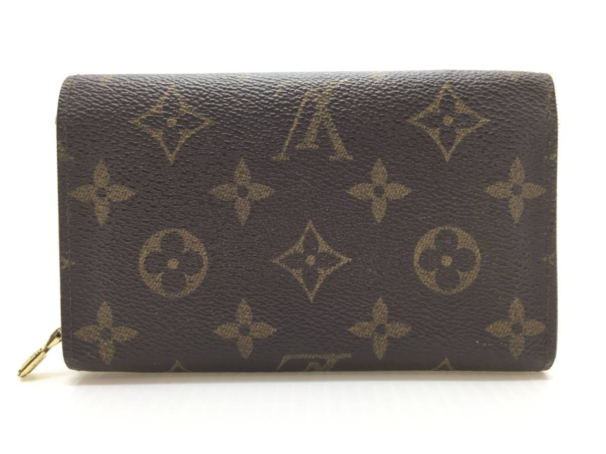 □ LOUIS VUITTON ルイヴィトン モノグラム ポルトフォイユ トレゾール M61736 コンパクト 財布 L字 ファスナー □_画像4