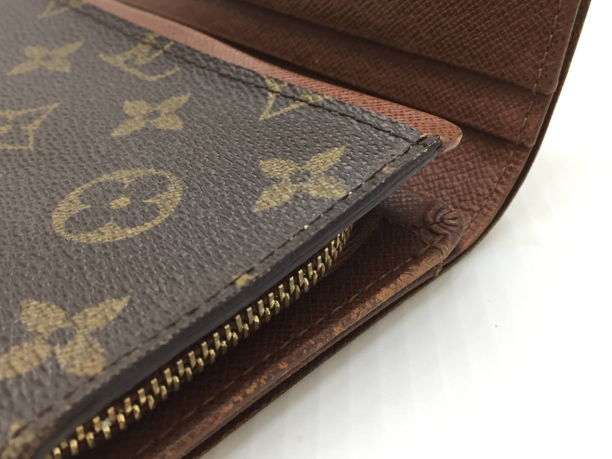 □ LOUIS VUITTON ルイヴィトン モノグラム ポルトフォイユ トレゾール M61736 コンパクト 財布 L字 ファスナー □_画像10