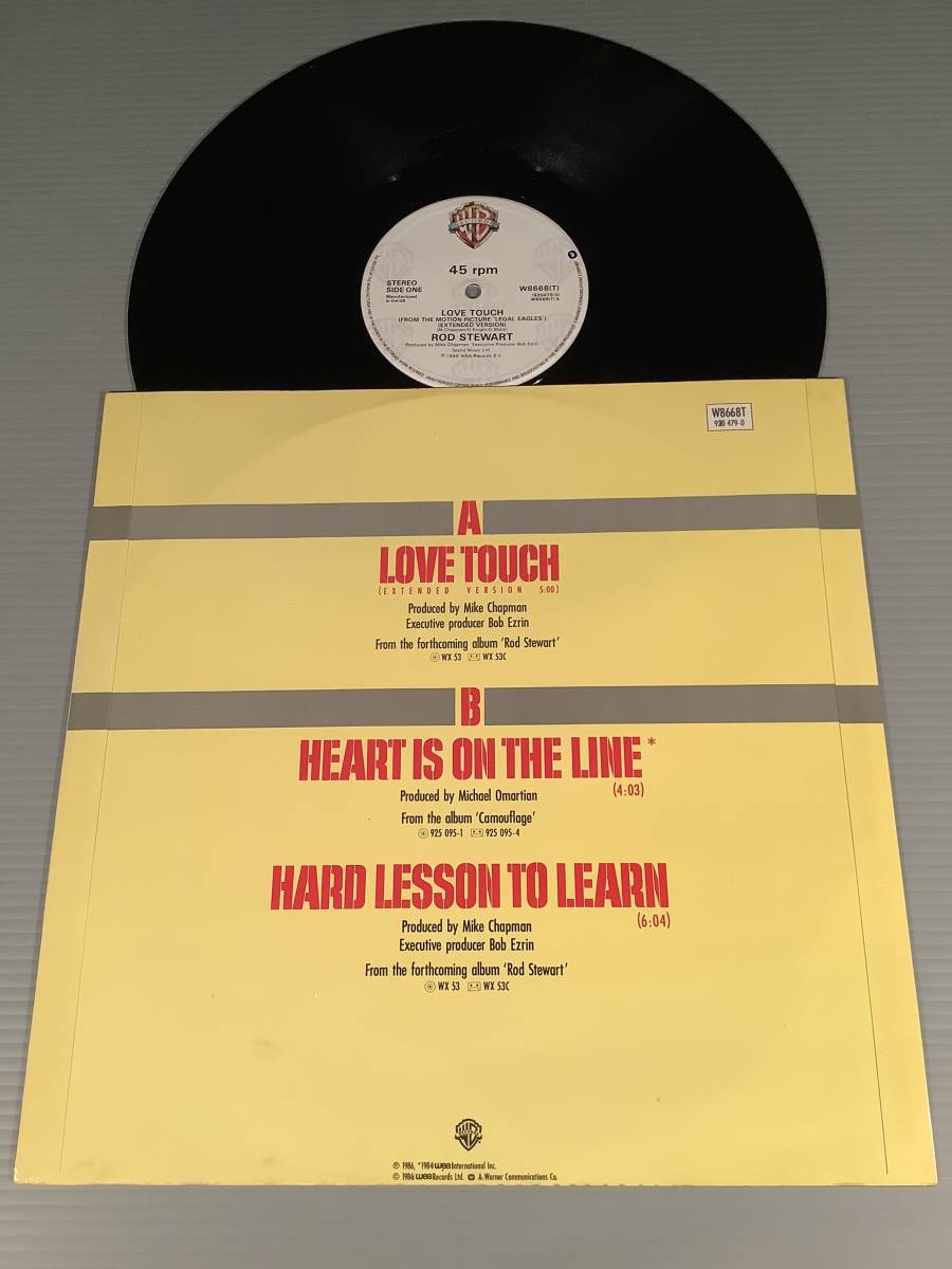 LP(12インチ・シングル)●ロッド・スチュワート ROD STEWART『LOVE TOUCH』『HEART IS ON THE LINE』『HARD LESSON TO LEARN』●良好品！_画像2