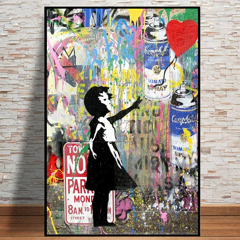 Banksy バンクシー 大 ポスター アート 70x50cm グッズ インテリア 海外 おしゃれ 雑貨 ウォール グラフィティ キャンバス 45_画像1