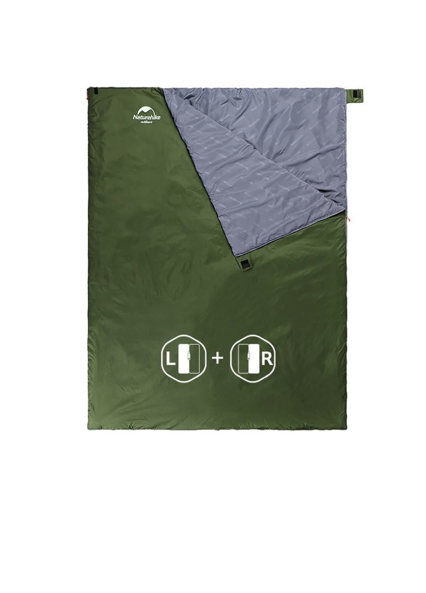 NatureHikeアウトドア寝袋 軽量封筒型 シュラフ寝袋　丸洗いOK 緑