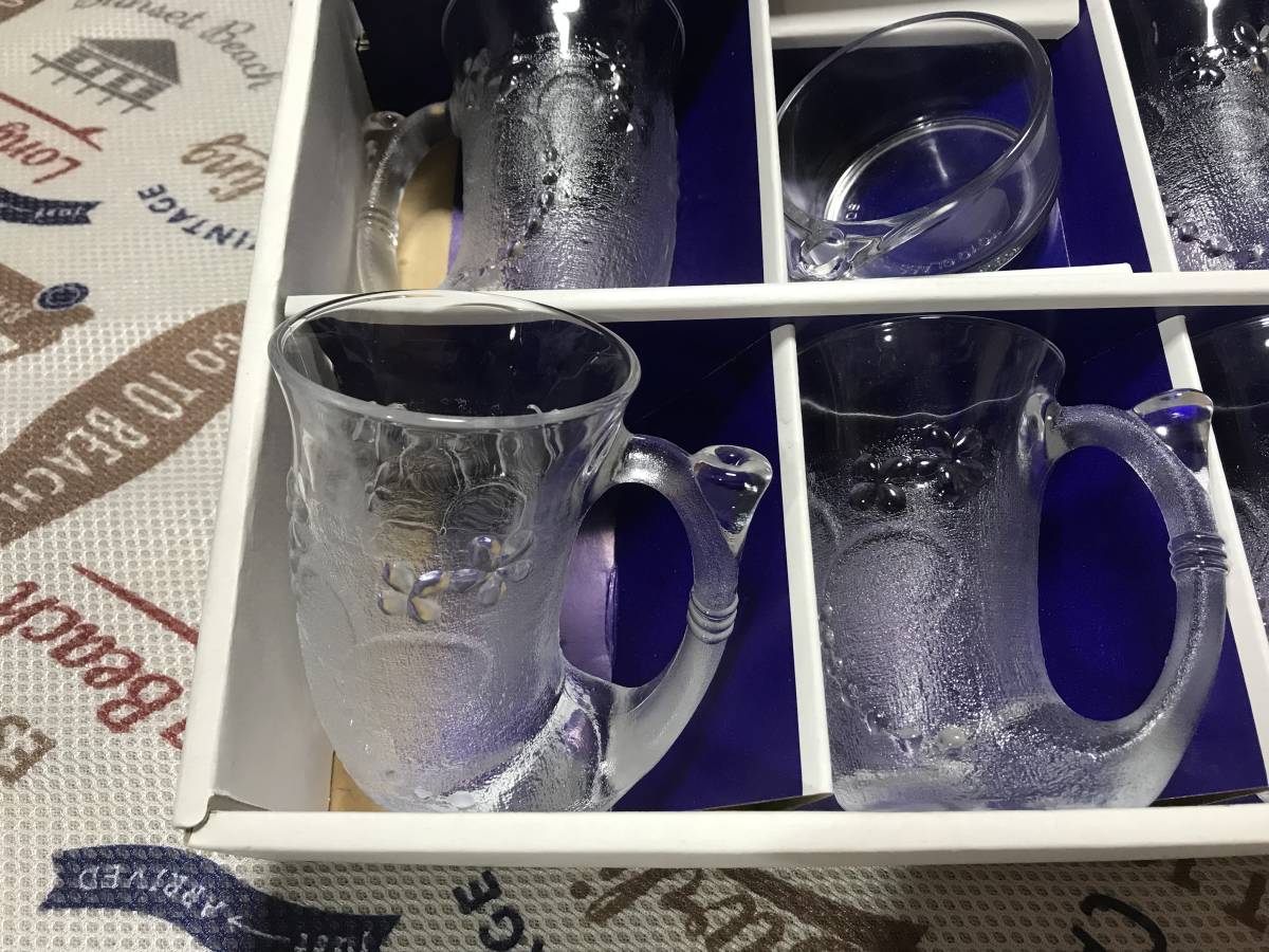  Showa Retro unused! Orient glass horn type Via mug jug snack inserting 