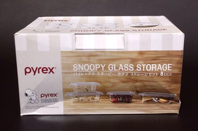 Pyrex パイレックス スヌーピー ガラス ストレージセット 8PC ガラス密閉保存容器 4個セット★_画像2