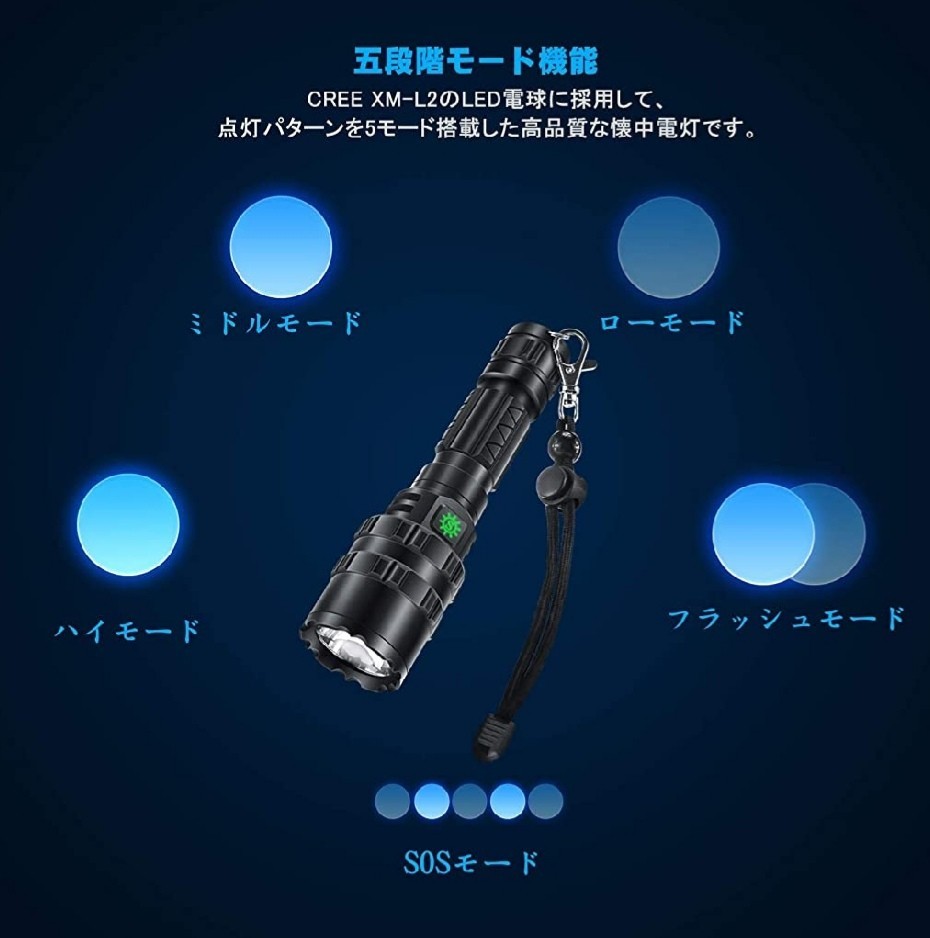 高輝度 USB 充電式 LEDライト CREE