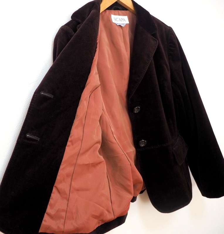 特価】 SCAPA スキャパ 新品 ベロア ジャケット キャメル 38 M