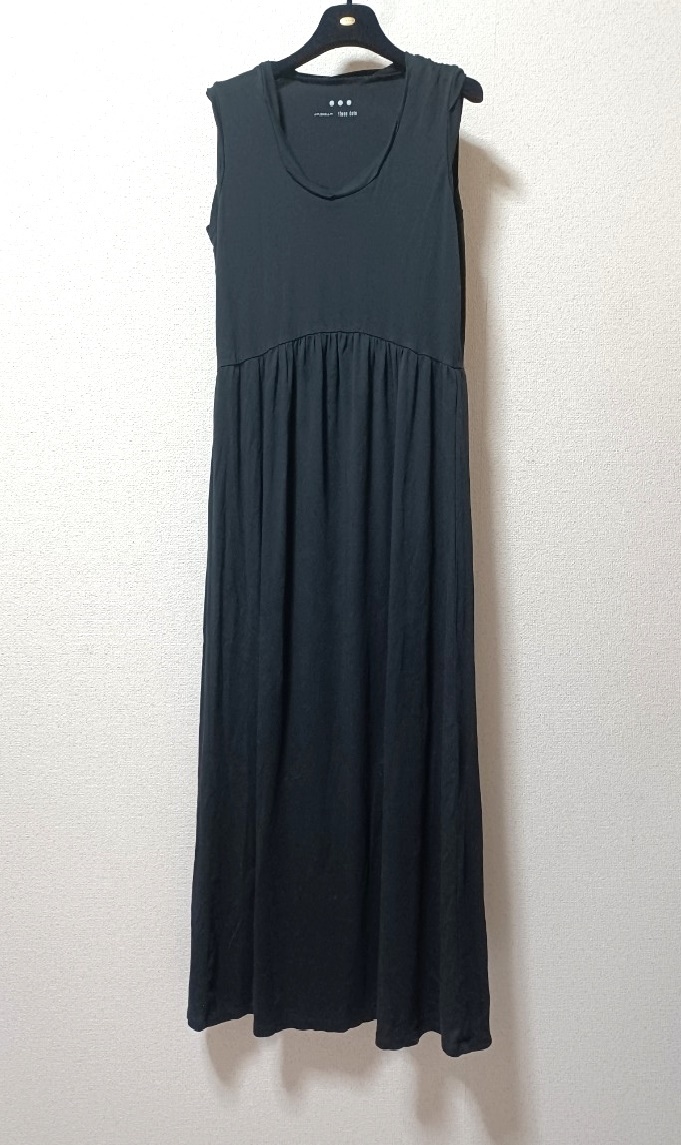 美品 three dots 定価3万 Smooth supima jersey long dress スリードッツ ワンピース 黒_画像5