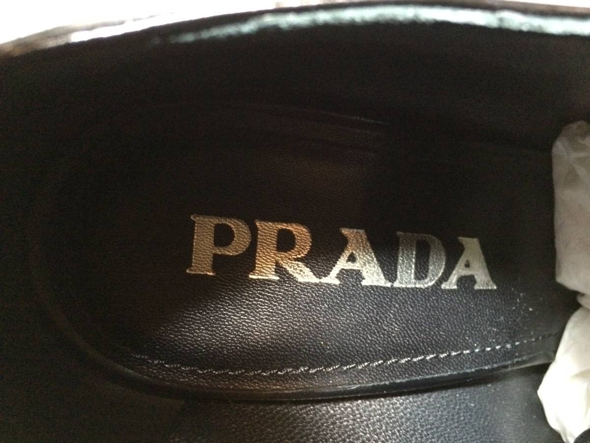 新品 プラダ 厚底 レザー シューズ 39.5 prada ショート ブーツ 革靴 黒 ブラック_画像8