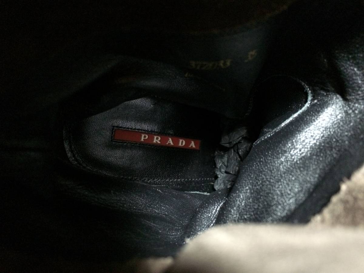 新品 プラダ 最高級 スウェード レザー ベルト ブーツ 35 PRADA 革靴 靴 シューズ ブラウン_画像10