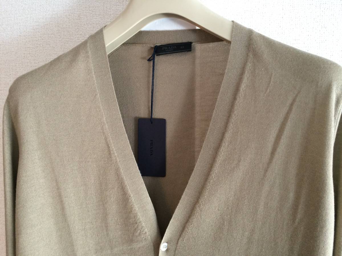  new goods Prada top class cashmere silk knitted cardigan 50 prada sweater beige 
