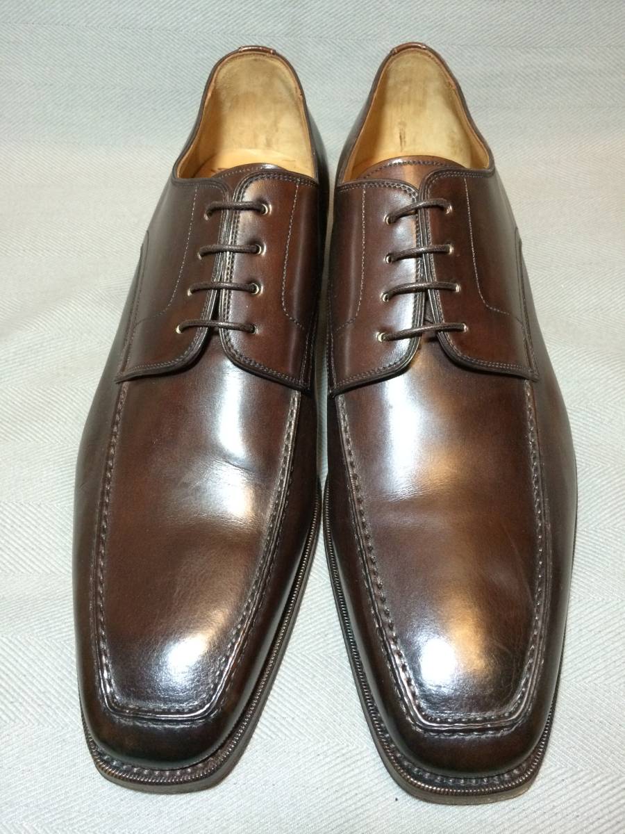 新品 展示品 サントーニ レザー シューズ 11 santoni 本革 革靴 茶 ブラウン ビジネスシューズ イタリア製_画像4