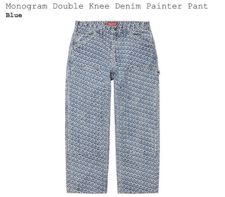 Supreme Monogram Double Knee Denim Painter Pant 34サイズ Washed Blue 新品 未使用