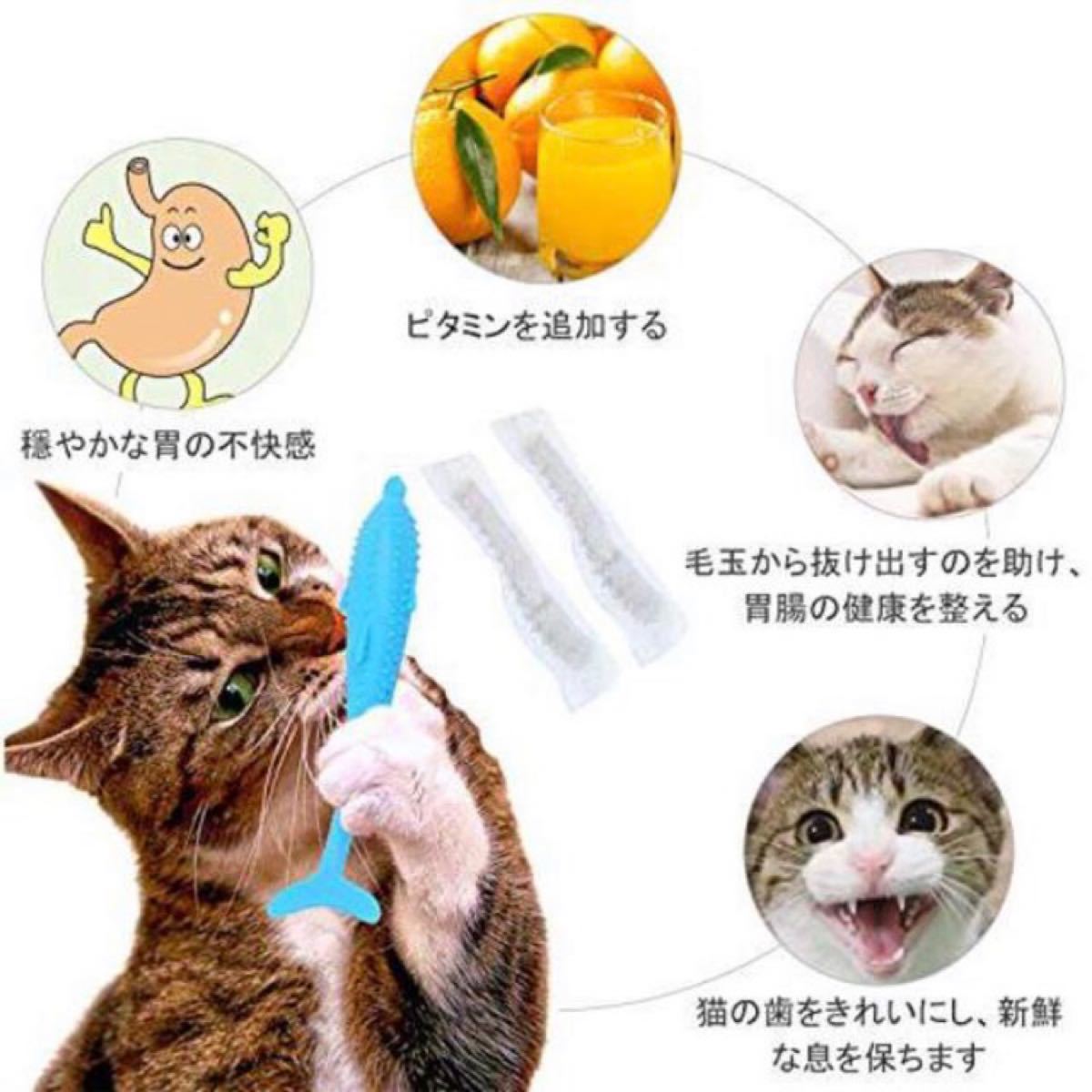 【新品】猫歯磨き　水色　噛むおもちゃ　シリコン製