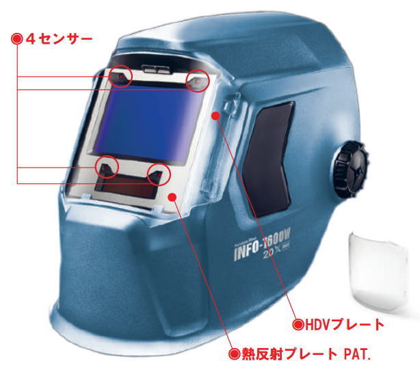 マイト工業 超高速遮光面 INFO-1600W-H (ヘルメット取付型) 遮光 マイト工業 超高速遮光面 INFO-1600W-H (ヘルメット取付型) 遮光