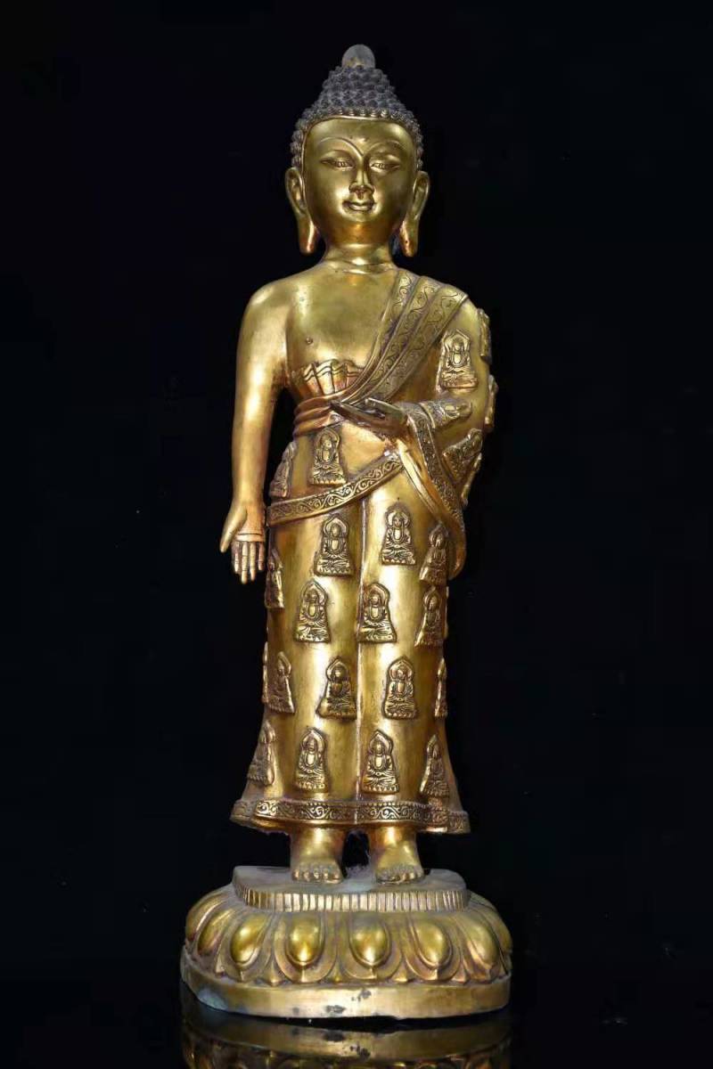 限定セール！】 稀少珍品 貴重 古美術 釈迦牟尼像 流金 銅製 - 仏像 