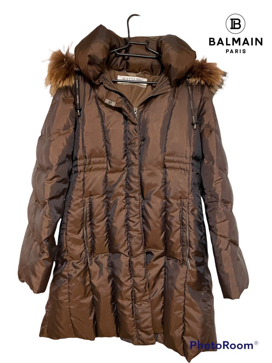 送料関税無料】 極希少☆BALMAIN ダウンジャケット シルバー ラクーン