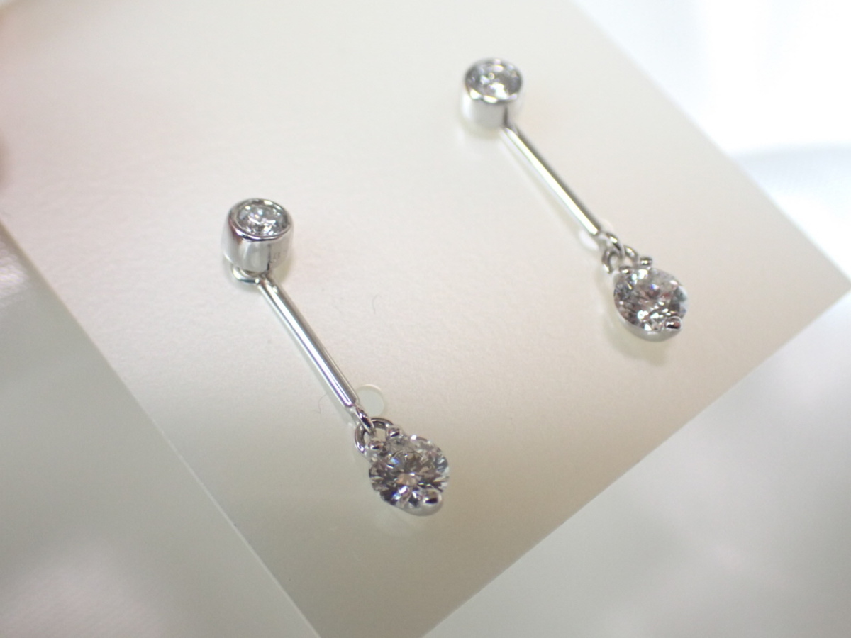 ☆K18WG ダイヤモンド ピアス 2way タイプ -