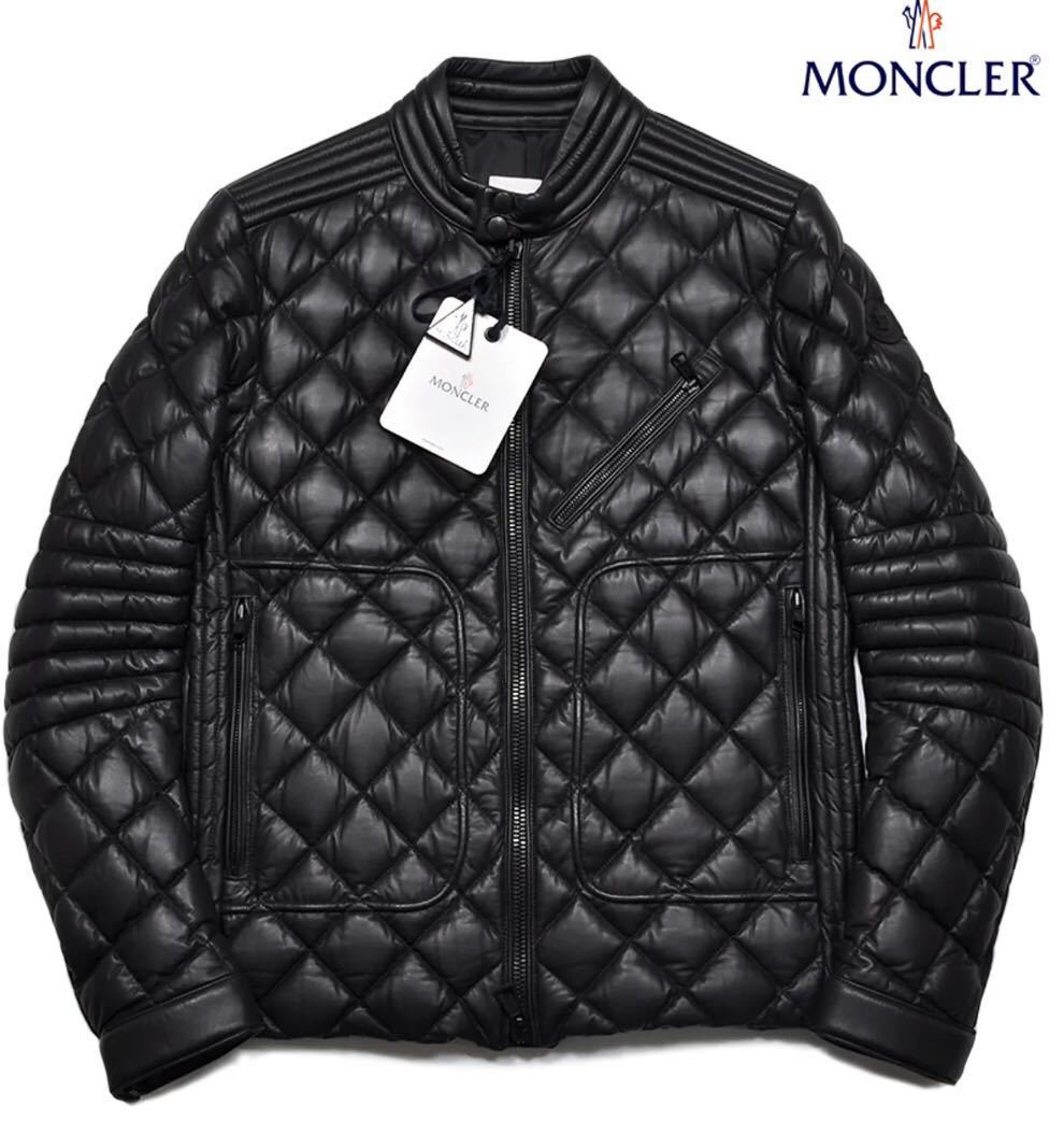 MONCLER モンクレール ナッパレザー ライダース ダウン ジャケット 約60万円　サイズ0 ダウンジャケット