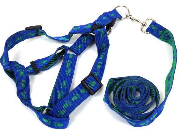  pad pattern blue green XL size for medium-size dog harness Harness & Lead set trunk around 45~65cm Lead 90cm width 2.5cm blue pet accessories walk new goods free shipping 