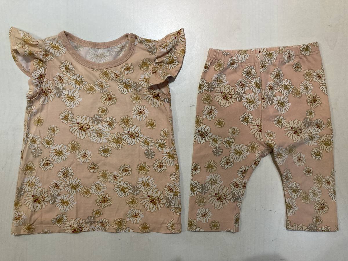 UNIQLO BABY ポール & ジョー 438358 UT（グラフィックTシャツ・半袖）10 PINK & 440542 レギンス（7分丈）10 PINK USED ユニクロ PAUL&JOE_画像1