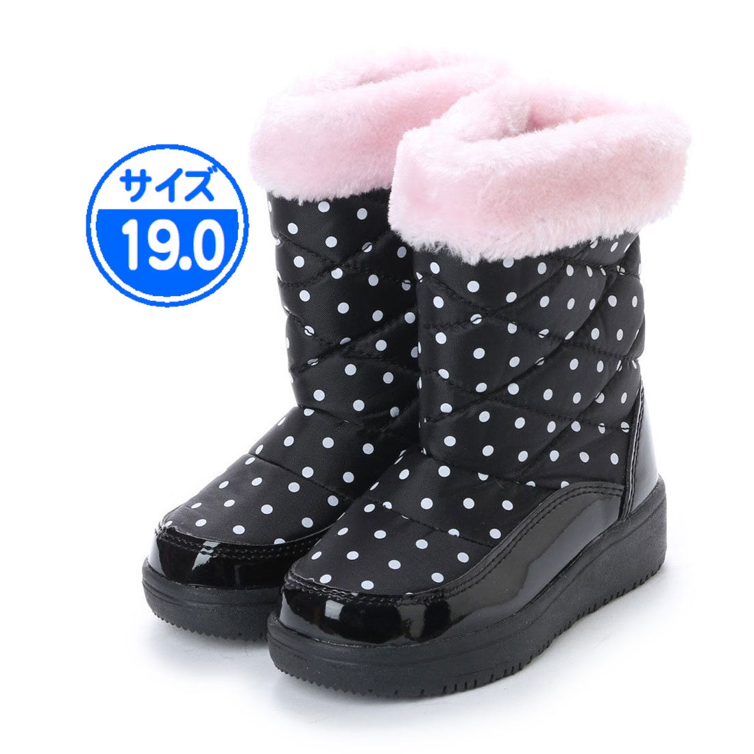 【新品 未使用】子供用 防寒ブーツ ブラック ピンク 19.0cm 17991_画像1