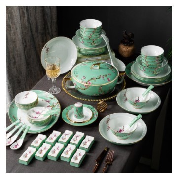 Jingdezhen-中国の高級ボーンエナメルボウル箸と皿セット Jingdezhen-中国の高級ボーンエナメルボウル箸と皿セット