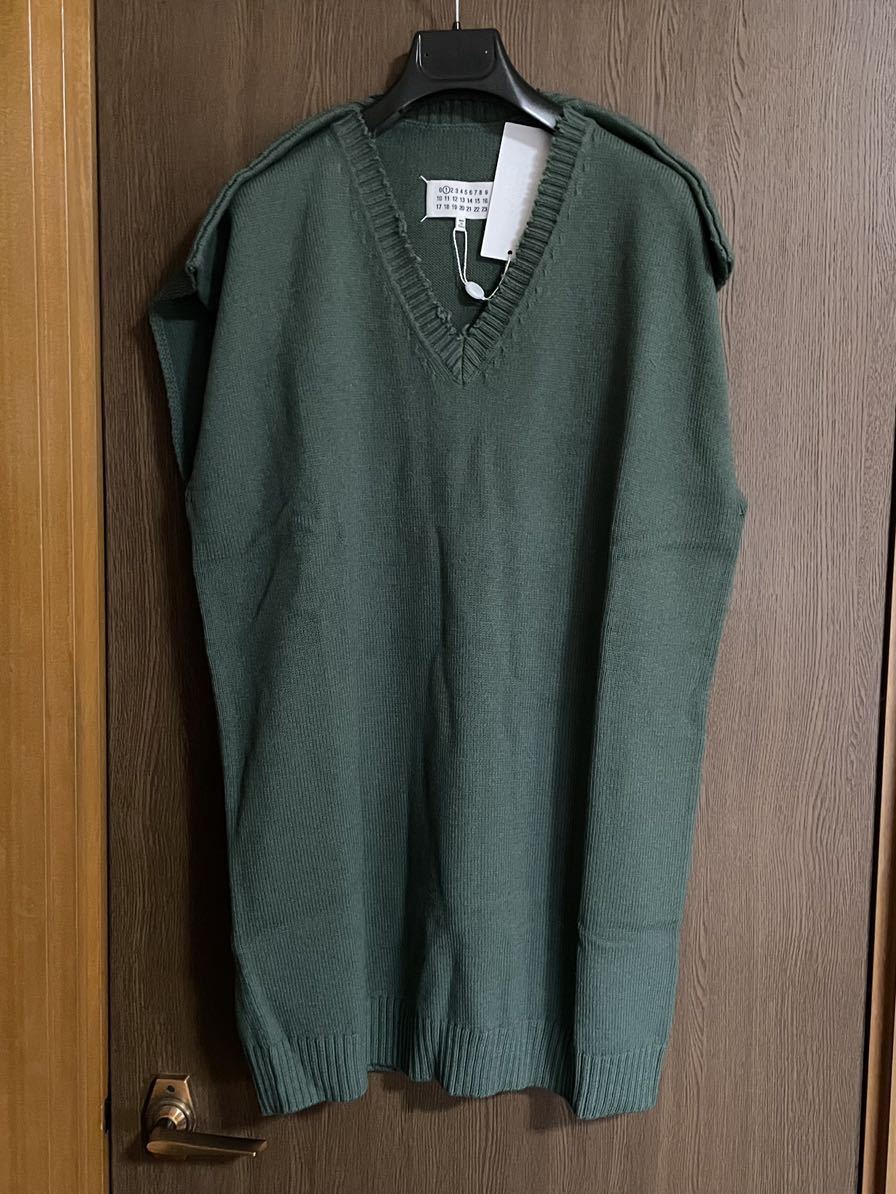 S新品 メゾンマルジェラ アウトライン ノースリーブ ニットワンピース ドレス セーター 20SS size S Maison Margiela 1 レディース カーキ