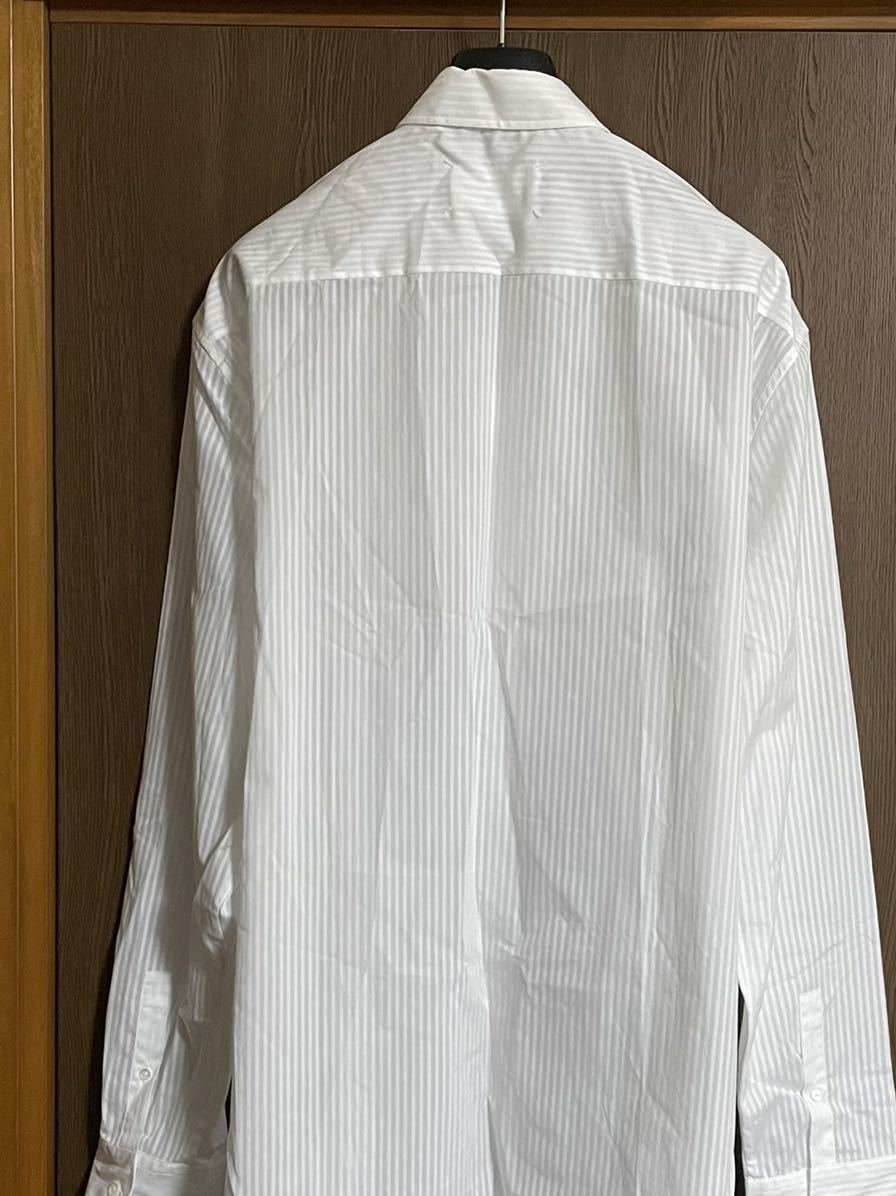 メゾンマルジェラ Maison Margiela 長袖シャツ メンズ 48 白42新品 メゾンマルジェラ オーバーサイズ ロング ストライプ