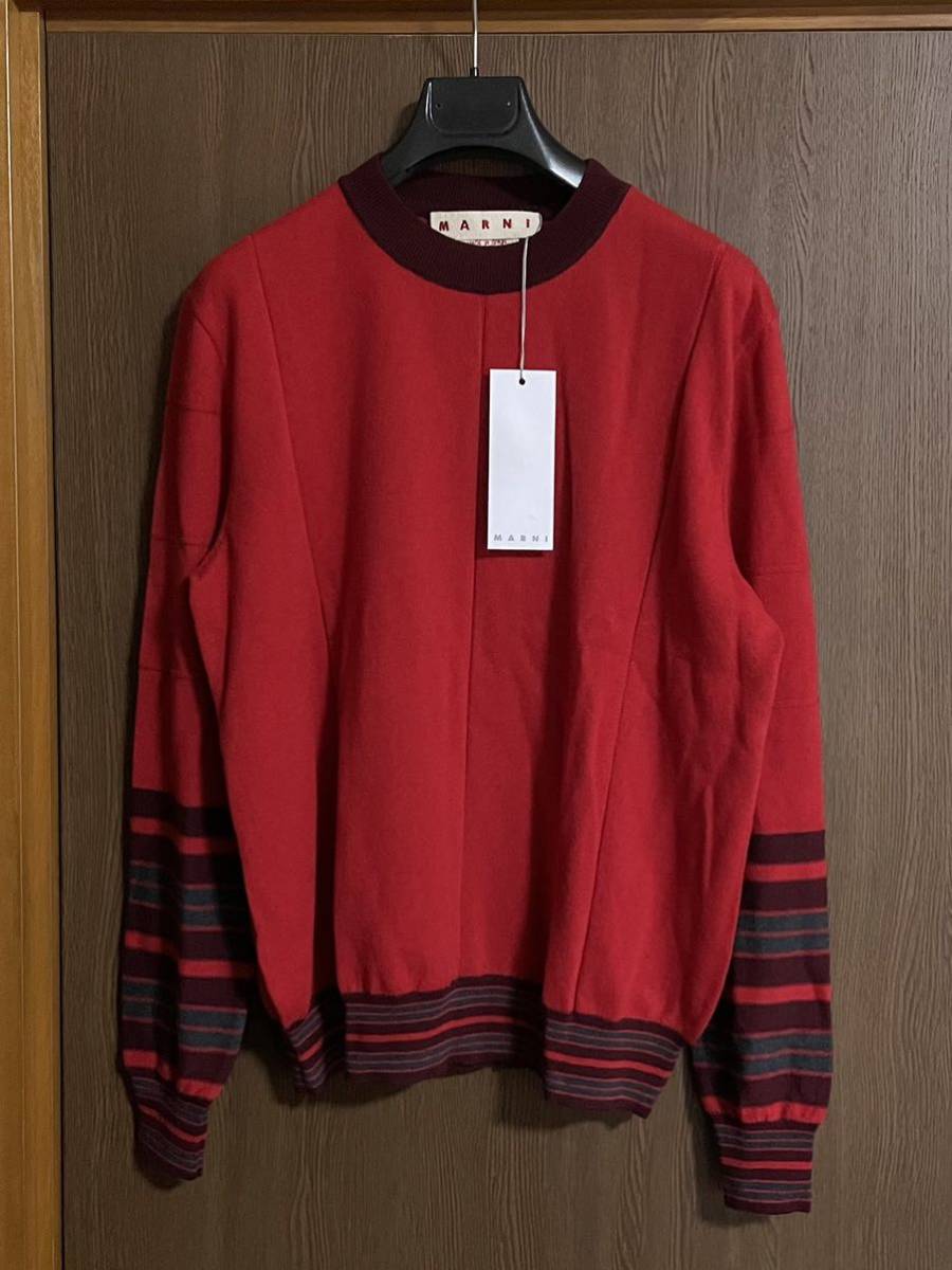 42新品 MARNI レディース ボーダー ハイゲージ ニット シャツ カシミヤ