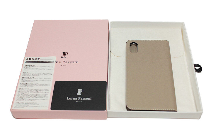 Lorna Passoni ロルナパッソーニ German Shrunken Calf Leather Folio Case レザー ダイアリーケース 手帳型 iPhone X ライトグレー カバー