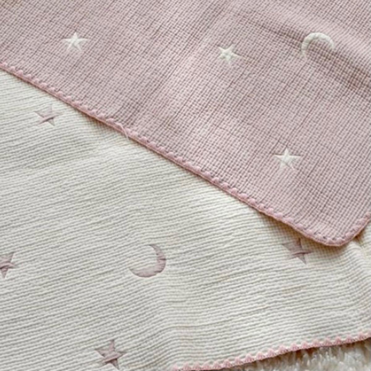 新品　星と月柄綿ジャガードピンク　韓国イブル お昼寝 ベビーイブル　コットン100% イブル　ラグ 90×70 ピンク