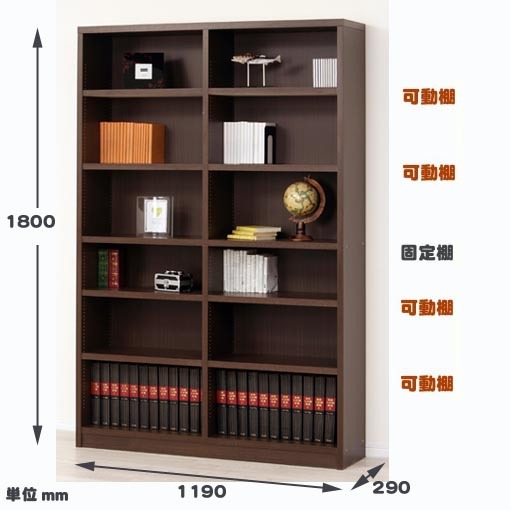 ☆必見!<棚板は30kg耐荷重>重量タイプ強化仕様の書斎本棚120- ☆必見!<棚板は30kg耐荷重>重量タイプ強化仕様の書斎本棚120-