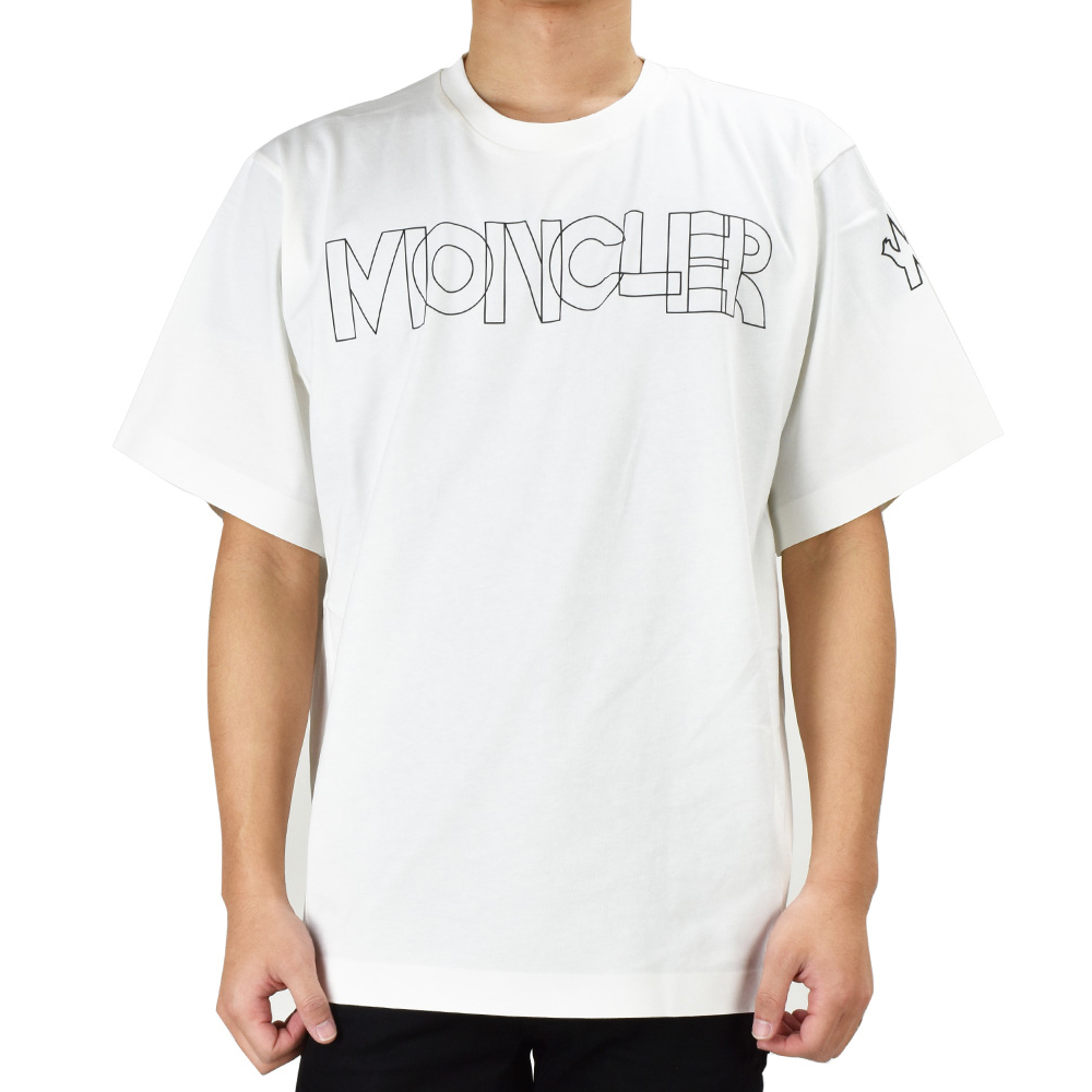 送料無料 126 MONCLER GRENOBLE モンクレール グルノーブル 8C70110 8390T ホワイト ロゴ 半袖 Tシャツ size M