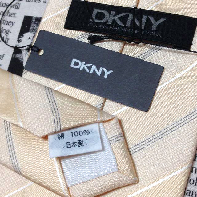 ダナキャランニューヨーク DONNA KARAN NEWYORK DKNY 美品 新品未使用タグ付 微光沢 ネクタイ 斜めストライプ ミックス F-006656_画像6