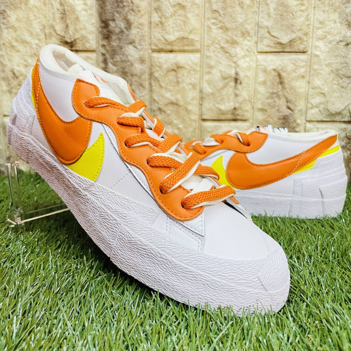 即決 サカイ × ナイキ ブレーザー ロー NIKE×SACAI BLAZER LOW コラボ スニーカー 白 ホワイト オレンジ 28.0cm 送料込み DD1877-100_画像3