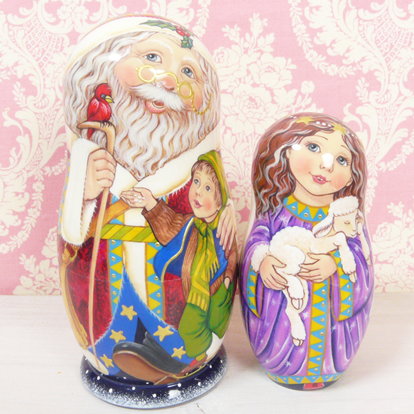 ロシアのマトリョーシカ クリスマスナイト (サンタクロース ジェッドマロース 美術品 綺麗 美しい 芸術) 5