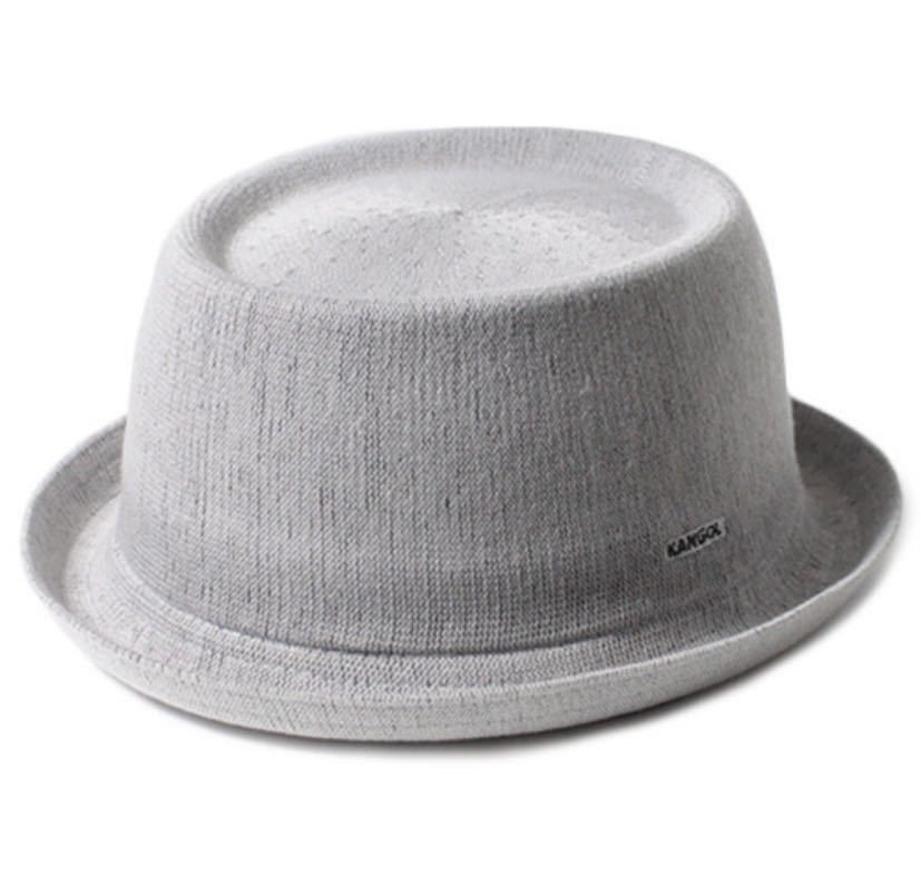 美品　送料込　カンゴール　KANGOL BAMBOO MOWBRAY メッシュ ポークパイハット ユニセックス 帽子　中折れ 中折れハット パナマ グレー