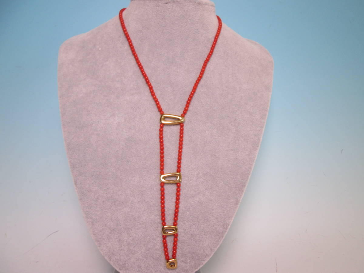 * ANTONINI Anthony niK18 red .. sphere design long necklace 23,64g also case attaching regular goods 