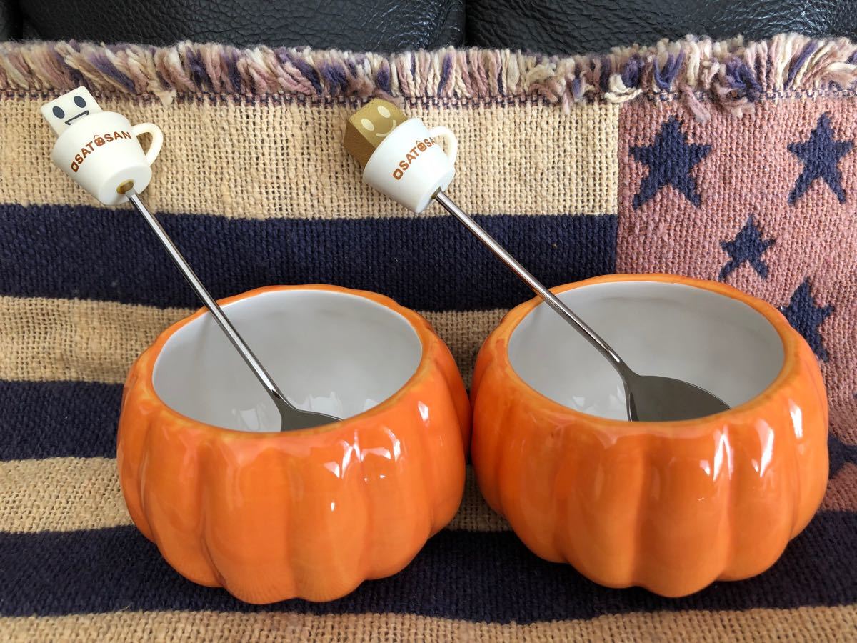 ハロウィン　かぼちゃのデザートカップとティースプーンのセット
