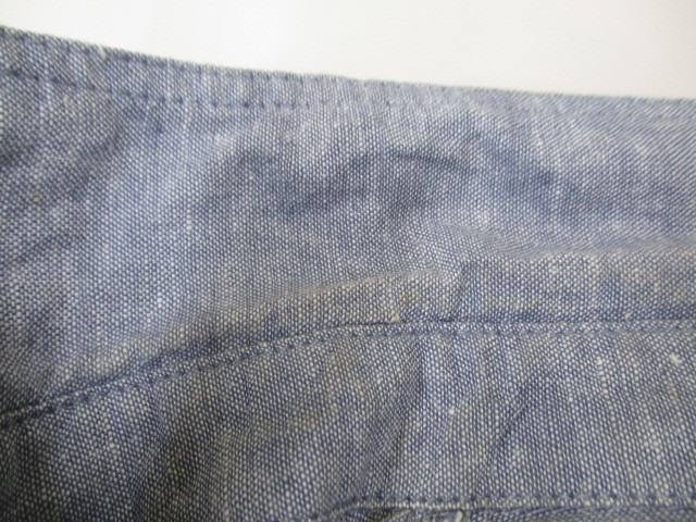 【お買得！】★navy natural/ネイビーナチュラル★七分袖シャツワンピース　前ボタン/後ろリボン　ブルー系　M　麻混　 _画像6