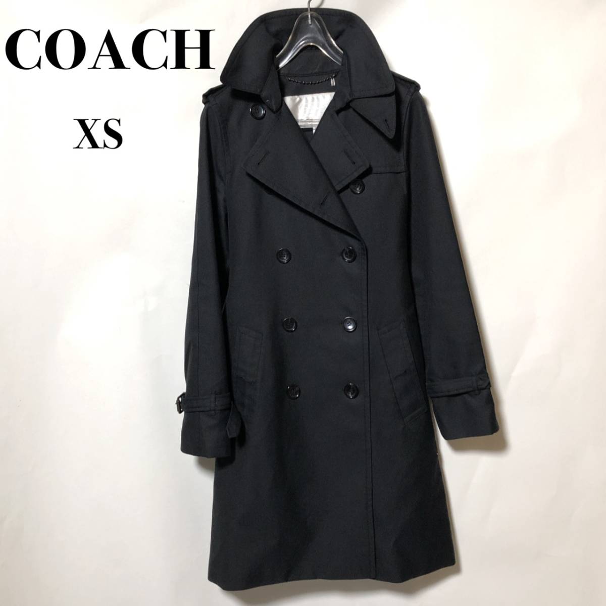 低価格 お値段交渉OK コーチCOACHトレンチコート 黒 Sサイズ