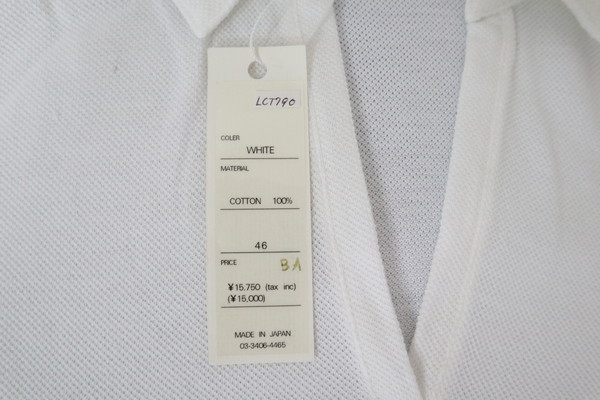 　＊少々訳あり92%OFF新品 PANTELLERIA 日本製 半袖 ポロシャツ ボタンなし コットン 定価16,500円(税込)サイズ46(L-XL) ホワイトLCT790_画像7