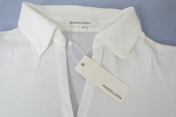 　＊少々訳あり92%OFF新品 PANTELLERIA 日本製 半袖 ポロシャツ ボタンなし コットン 定価16,500円(税込)サイズ46(L-XL) ホワイトLCT790_画像6
